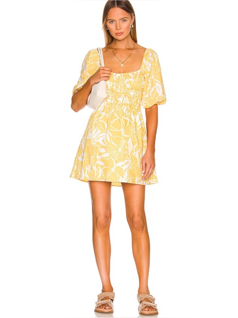 FAITHFULL | NWT Marinelli Mini Dress in El
Marsa Yellow Floral Print, Size US 4